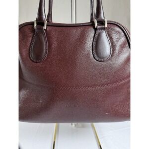 FURLA Brownish Red Leather Strap Bowling Shoulder  bag with strap